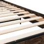 Engineered wood bed frame metal smoke oak 100x200 cm by vidaXL, Beds and slatted bases - Ref: Foro24-845589, Price: 77,19 €, ...