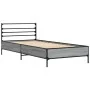 Estructura cama madera ingeniería metal gris Sonoma 75x190 cm de vidaXL, Camas y somieres - Ref: Foro24-845625, Precio: 66,02...