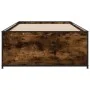Engineered wood bed frame metal smoke oak 100x200 cm by vidaXL, Beds and slatted bases - Ref: Foro24-845238, Price: 74,83 €, ...