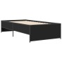 Black engineered wood and metal bed frame 90x190 cm by vidaXL, Beds and slatted bases - Ref: Foro24-845246, Price: 92,25 €, D...