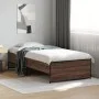 Estructura cama madera ingeniería metal marrón roble 90x190 cm de vidaXL, Camas y somieres - Ref: Foro24-845250, Precio: 74,6...