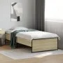 Sonoma oak metal engineered wood bed frame 75x190 cm by vidaXL, Beds and slatted bases - Ref: Foro24-845252, Price: 84,95 €, ...