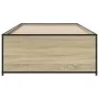 Sonoma oak metal engineered wood bed frame 75x190 cm by vidaXL, Beds and slatted bases - Ref: Foro24-845252, Price: 84,95 €, ...