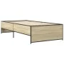 Sonoma oak metal engineered wood bed frame 75x190 cm by vidaXL, Beds and slatted bases - Ref: Foro24-845252, Price: 84,95 €, ...