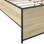 Sonoma oak metal engineered wood bed frame 75x190 cm by vidaXL, Beds and slatted bases - Ref: Foro24-845252, Price: 84,95 €, ...