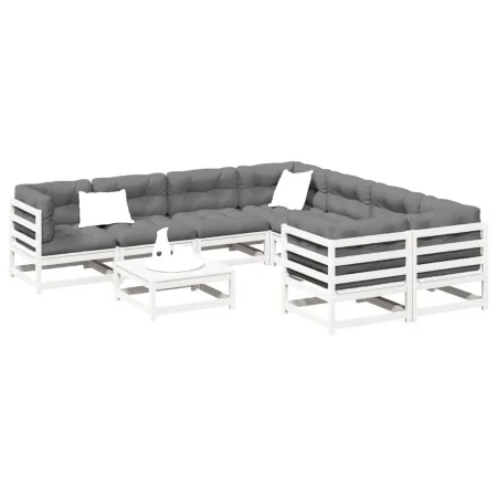 Gartensofa-Set 9-teilig aus massivem weißem Kiefernholz von vidaXL, Gartensets - Ref: Foro24-3299366, Preis: 558,03 €, Rabatt: %