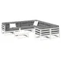 Gartensofa-Set 9-teilig aus massivem weißem Kiefernholz von vidaXL, Gartensets - Ref: Foro24-3299366, Preis: 558,03 €, Rabatt: %