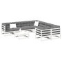 Gartensofa-Set 9-teilig aus massivem weißem Kiefernholz von vidaXL, Gartensets - Ref: Foro24-3299366, Preis: 565,09 €, Rabatt: %