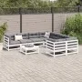 Gartensofa-Set 9-teilig aus massivem weißem Kiefernholz von vidaXL, Gartensets - Ref: Foro24-3299366, Preis: 558,03 €, Rabatt: %