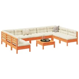 Garden sofa set 10 pieces with wax brown pine wood cushions by vidaXL, Garden sets - Ref: Foro24-3299600, Price: 868,24 €, Di...