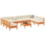Gartensofa-Set 10-teilig mit Kissen aus wachsbraunem Kiefernholz von vidaXL, Gartensets - Ref: Foro24-3299600, Preis: 867,98 ...