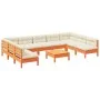 Gartensofa-Set 10-teilig mit Kissen aus wachsbraunem Kiefernholz von vidaXL, Gartensets - Ref: Foro24-3299600, Preis: 867,98 ...