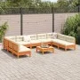 Gartensofa-Set 10-teilig mit Kissen aus wachsbraunem Kiefernholz von vidaXL, Gartensets - Ref: Foro24-3299600, Preis: 867,98 ...