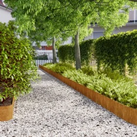 Bordes de césped acero corten flexible 10 piezas 20x103 cm de vidaXL, Recortadoras de césped - Ref: Foro24-821894, Precio: 86...