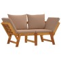 Banco de jardín con cojines 2 en 1 madera maciza de acacia de vidaXL, Bancos de jardín - Ref: Foro24-367582, Precio: 266,96 €...