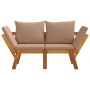 Banco de jardín con cojines 2 en 1 madera maciza de acacia de vidaXL, Bancos de jardín - Ref: Foro24-367582, Precio: 266,96 €...