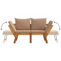 Banco de jardín con cojines 2 en 1 madera maciza de acacia de vidaXL, Bancos de jardín - Ref: Foro24-367582, Precio: 266,96 €...