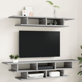 Muebles de TV de pared madera de ingeniería gris Sonoma