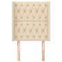 Cabecero con orejas de tela color crema 83x16x118/128 cm