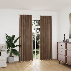 Cortinas opacas con ganchos 2 pzas terciopelo beige 140x225 cm Cortinas opacas con ganchos 2 pzas terciopelo beige 140x225 cm