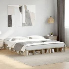 Sonoma oak engineered wood bed frame 200x200 cm by vidaXL, Beds and slatted bases - Ref: Foro24-3280449, Price: 157,31 €, Dis...