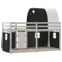 Bunk bed with curtains solid black and white pine wood 90x190 cm by vidaXL, Beds and slatted bases - Ref: Foro24-3284030, Pri...