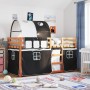 Bunk bed with black and white pine solid wood curtains 90x190 cm by vidaXL, Beds and slatted bases - Ref: Foro24-3284039, Pri...