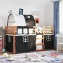 Bunk bed with black and white pine solid wood curtains 90x190 cm by vidaXL, Beds and slatted bases - Ref: Foro24-3284039, Pri...