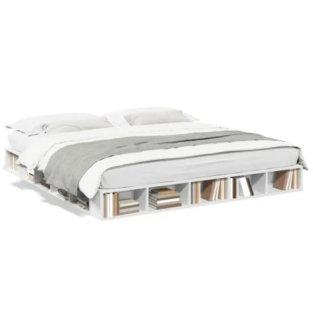 Estructura de cama madera de ingeniería blanca 180x200 cm de vidaXL, Camas y somieres - Ref: Foro24-3280454, Precio: 168,57 €...