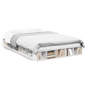 White engineered wood bed frame 120x200 cm by vidaXL, Beds and slatted bases - Ref: Foro24-3280482, Price: 216,55 €, Discount: %