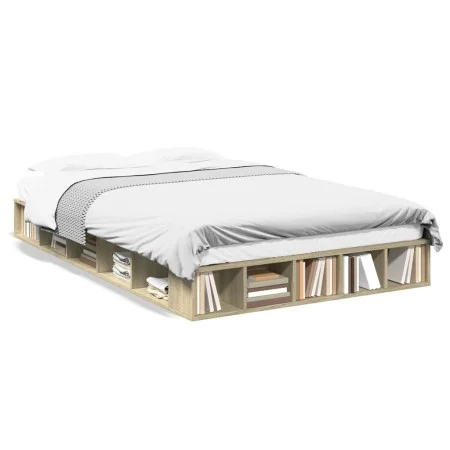 Sonoma oak engineered wood bed frame 120x190 cm by vidaXL, Beds and slatted bases - Ref: Foro24-3280505, Price: 125,26 €, Dis...