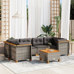7-piece garden sofa set with gray synthetic rattan cushions by vidaXL, Garden sets - Ref: Foro24-3261744, Price: 510,38 €, Di...