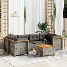 7-piece garden sofa set with gray synthetic rattan cushions by vidaXL, Garden sets - Ref: Foro24-3261744, Price: 532,05 €, Di...