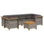 7-teiliges Gartensofa-Set mit grauen synthetischen Rattankissen von vidaXL, Gartensets - Ref: Foro24-3261744, Preis: 532,05 €...