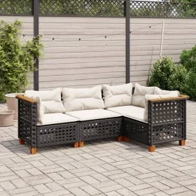 4-piece garden sofa set with black synthetic rattan cushions by vidaXL, Garden sets - Ref: Foro24-3261800, Price: 377,73 €, D...