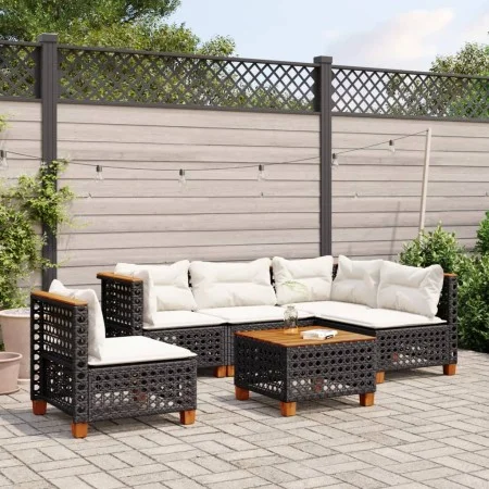 6-piece garden sofa set and black synthetic rattan cushions by vidaXL, Garden sets - Ref: Foro24-3261842, Price: 428,45 €, Di...