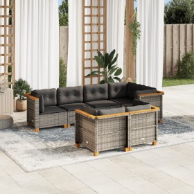 7-teiliges Gartensofa-Set mit grauen synthetischen Rattankissen von vidaXL, Gartensets - Ref: Foro24-3261882, Preis: 590,15 €...