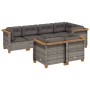 7-teiliges Gartensofa-Set mit grauen synthetischen Rattankissen von vidaXL, Gartensets - Ref: Foro24-3261882, Preis: 569,93 €...