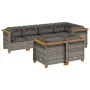 7-teiliges Gartensofa-Set mit grauen synthetischen Rattankissen von vidaXL, Gartensets - Ref: Foro24-3261882, Preis: 666,01 €...