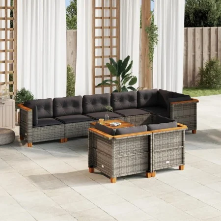 9-teiliges Gartenmöbel-Set und graue synthetische Rattankissen von vidaXL, Gartensets - Ref: Foro24-3261894, Preis: 659,46 €,...