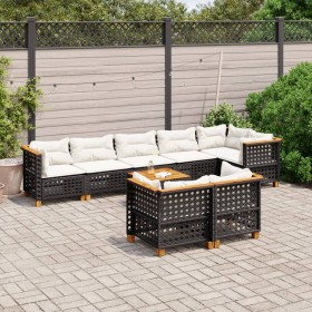 8-teiliges Gartensofa-Set und schwarze synthetische Rattankissen von vidaXL, Gartensets - Ref: Foro24-3261896, Preis: 691,99 ...