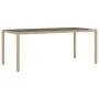 Set comedor jardín 7 pzas cojines ratán sintético vidrio beige de vidaXL, Conjuntos de jardín - Ref: Foro24-3278565, Precio: ...