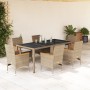 Garden dining set 7 pieces with beige glass synthetic rattan cushions by vidaXL, Garden sets - Ref: Foro24-3278661, Price: 61...