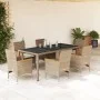 Garden dining set 7 pieces with beige glass synthetic rattan cushions by vidaXL, Garden sets - Ref: Foro24-3278661, Price: 60...