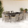 Garden dining set 9 pieces and gray glass synthetic rattan cushions by vidaXL, Garden sets - Ref: Foro24-3278656, Price: 740,...