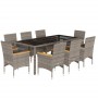 Garden dining set 9 pieces and gray glass synthetic rattan cushions by vidaXL, Garden sets - Ref: Foro24-3278656, Price: 740,...