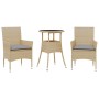 Garden dining set 3 pieces with beige glass synthetic rattan cushions by vidaXL, Garden sets - Ref: Foro24-3278623, Price: 17...