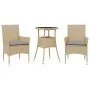 Garten-Essgruppe, 3-teilig, mit Kissen aus beigem synthetischem Rattan aus Glas von vidaXL, Gartensets - Ref: Foro24-3278623,...