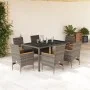 Garden dining set 7 pieces and gray glass synthetic rattan cushions by vidaXL, Garden sets - Ref: Foro24-3278654, Price: 572,...