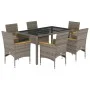 Garden dining set 7 pieces and gray glass synthetic rattan cushions by vidaXL, Garden sets - Ref: Foro24-3278654, Price: 572,...
